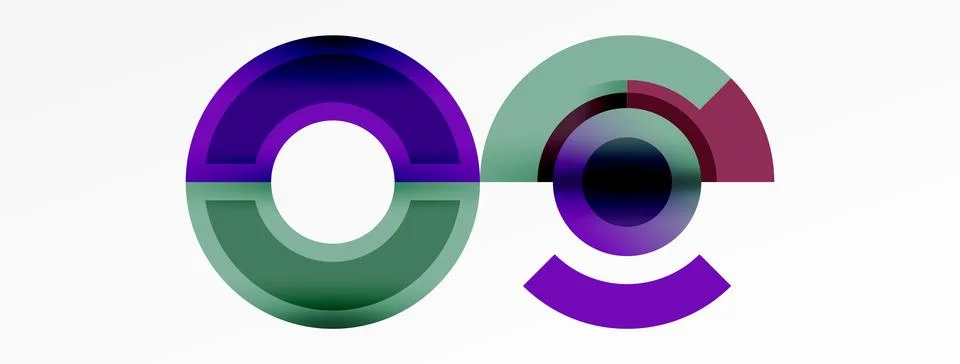 Round elements and circles geometric minimal composition background. Vector Illustrazione stock