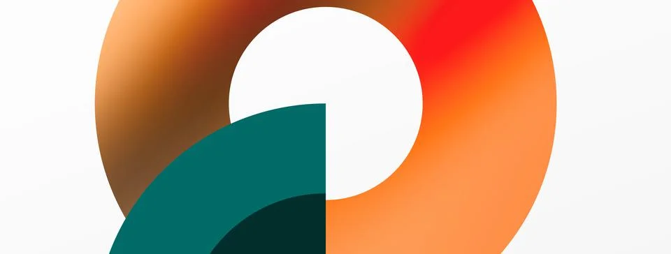 Round elements and circles geometric minimal composition background. Vector Illustrazione stock