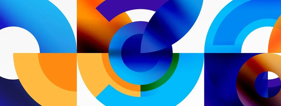 Round elements and circles geometric minimal composition background. Vector イラスト素材