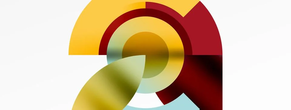Round elements and circles geometric minimal composition background. Vector Illustrazione stock