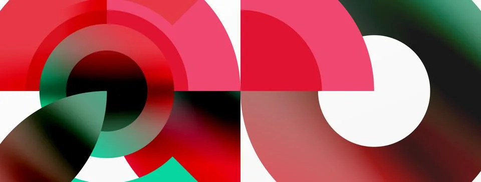 Round elements and circles geometric minimal composition background. Vector Illustrazione stock