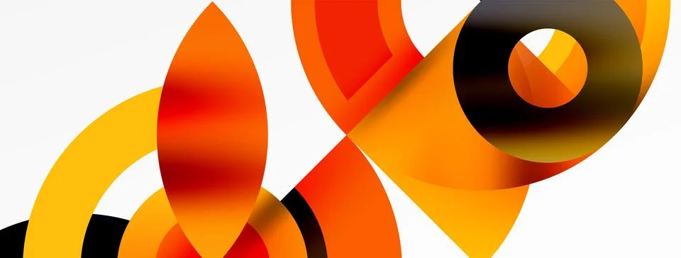 Round elements and circles geometric minimal composition background. Vector イラスト素材