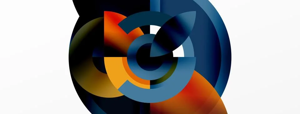 Round elements and circles geometric minimal composition background. Vector Illustrazione stock