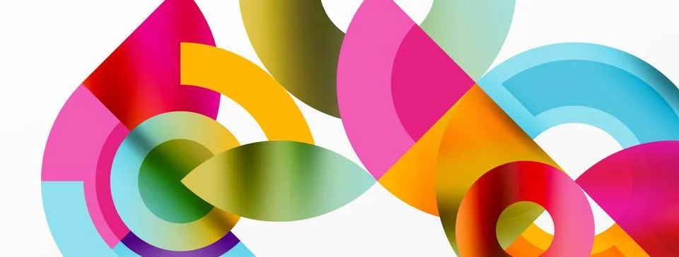 Round elements and circles geometric minimal composition background. Vector Illustrazione stock