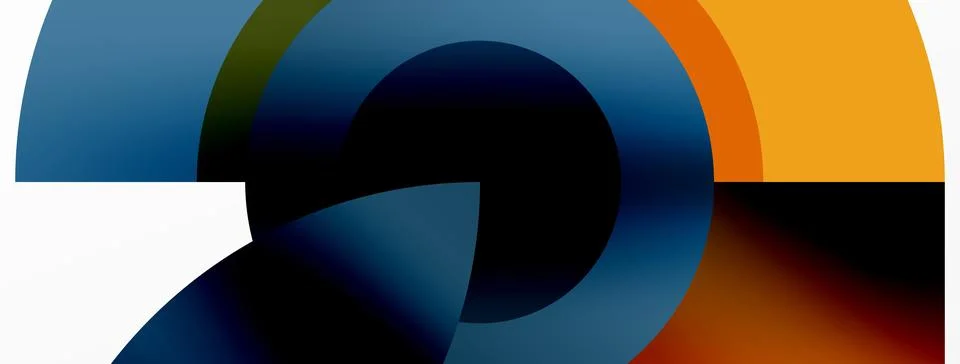 Round elements and circles geometric minimal composition background. Vector Stock Illustration