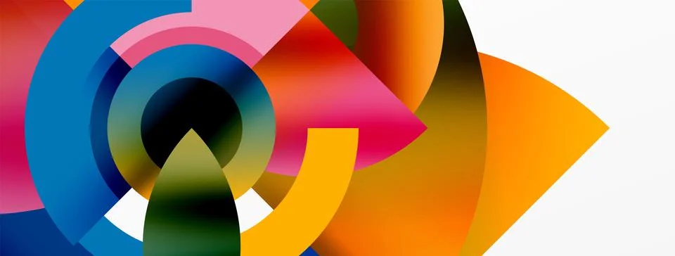 Round elements and circles geometric minimal composition background. Vector Illustrazione stock