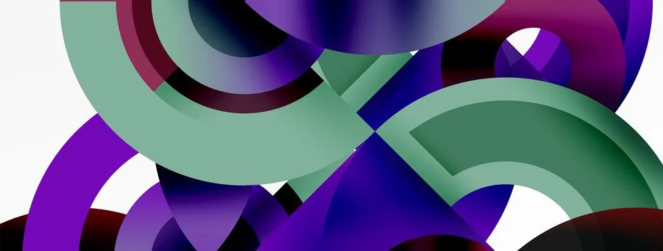 Round elements and circles geometric minimal composition background. Vector Stockillustratie