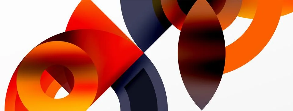 Round elements and circles geometric minimal composition background. Vector Illustrazione stock