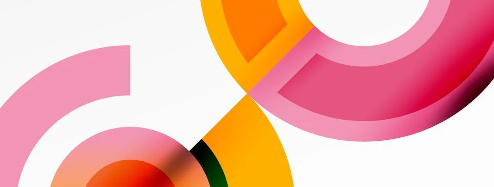 Round elements and circles geometric minimal composition background. Vector イラスト素材