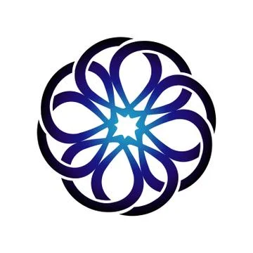 Round emblem flower in a circle n linear style Vector abstract badge for desi Stock Illustration