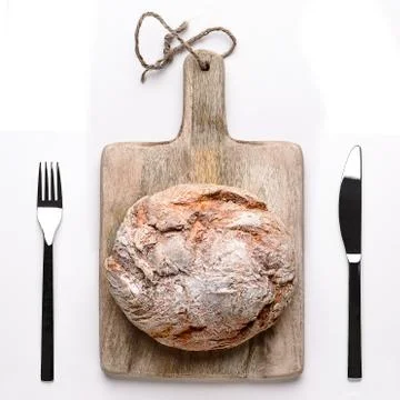 Round embossed bread. View from above. Stock Photos