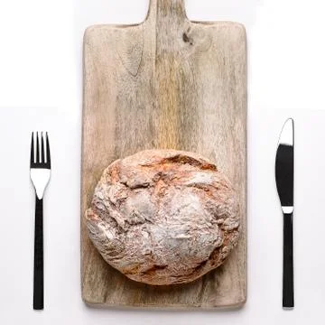 Round embossed bread. View from above. Stock Photos