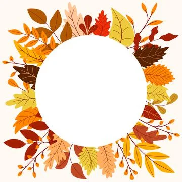 Round empty frame made of colorful autumn leaves Stock Illustration