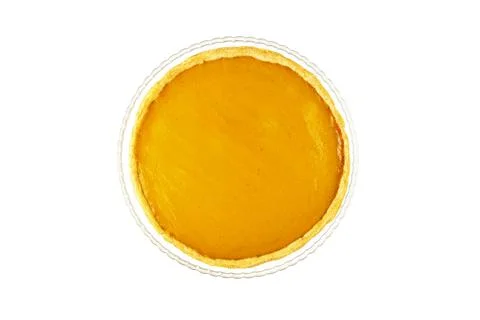 Round empty pumpkin pie without decorations on white isolated background Stock Photos