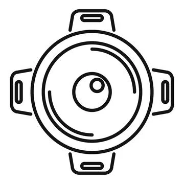 Round empty saucepan with handles icon, kitchen utensil for cooking Stock Illustration