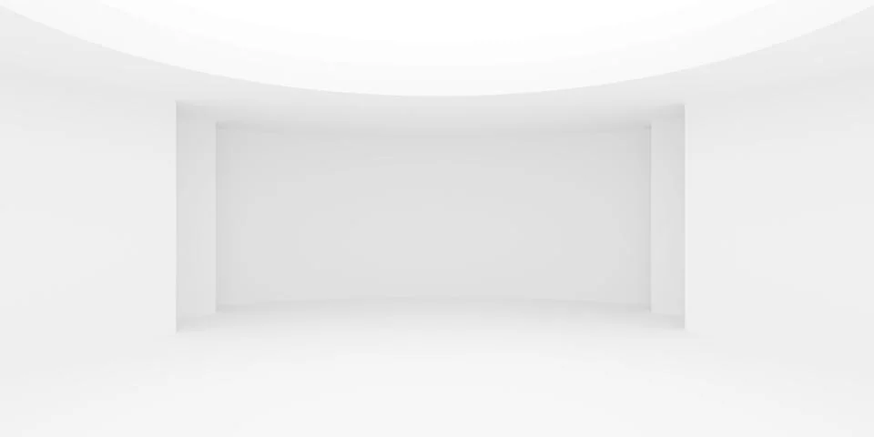 Round, empty white room or gallery background with large round skylight and.. Stock Illustration