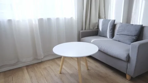 Round end table and double seat 库存影片 166139277