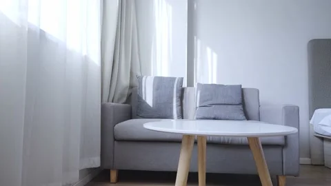 Round end table and double seat Stock Footage 166139362