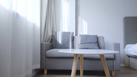 Round end table and double seat 스톡 동영상 166139401