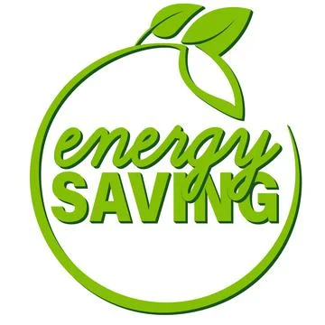 Round energy saving label with leaves Stock-Illustration