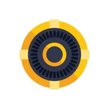 Round engine part with cogwheel working on white background Stock Illustration