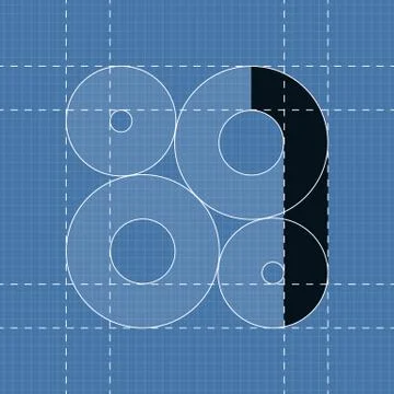 Round engineering font. Symbol 1 Stock Illustration