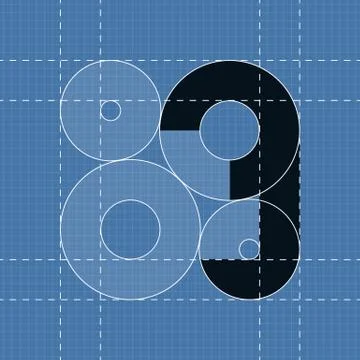 Round engineering font. Symbol 3 Stock Illustration