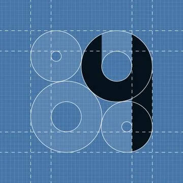 Round engineering font. Symbol 4 Stock Illustration
