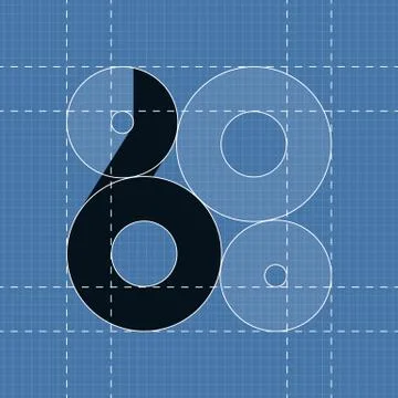 Round engineering font. Symbol 6 Stock Illustration