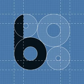 Round engineering font. Symbol B Stock Illustration