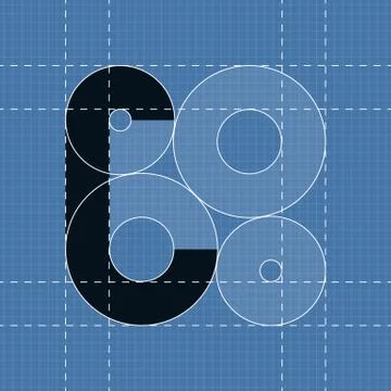 Round engineering font. Symbol C Stock Illustration