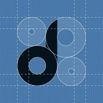 Round engineering font. Symbol D Stock Illustration