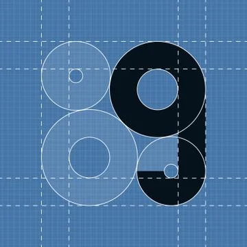 Round engineering font. Symbol G Stock Illustration
