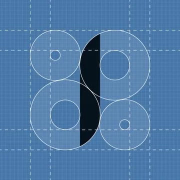 Round engineering font. Symbol I Stock Illustration