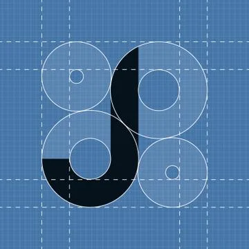 Round engineering font. Symbol J Stock Illustration