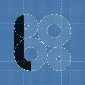 Round engineering font. Symbol L Stock Illustration