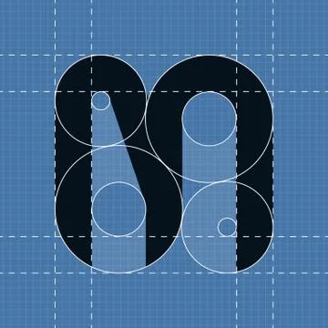 Round engineering font. Symbol M Stock Illustration