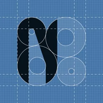 Round engineering font. Symbol N Stock Illustration