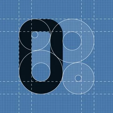 Round engineering font. Symbol O 库存插图