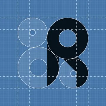 Round engineering font. Symbol R Stock Illustration