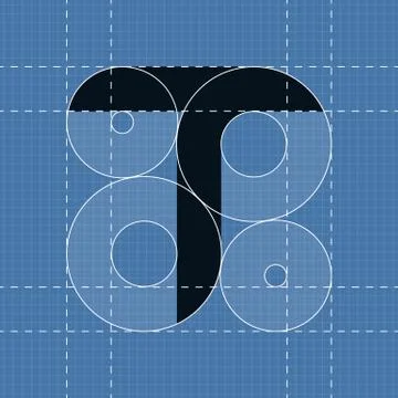 Round engineering font. Symbol T Stock Illustration