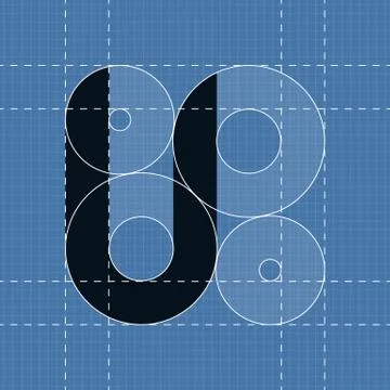 Round engineering font. Symbol U Stock Illustration