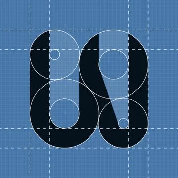 Round engineering font. Symbol W Stock Illustration