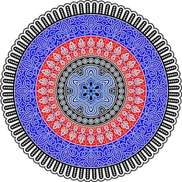 Round Ethnic mandala design Dot painting aboriginal style Stock Illustration