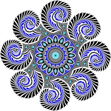 Round Ethnic mandala design Dot painting aboriginal style Stock Illustration