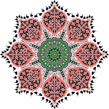 Round Ethnic mandala design Dot painting aboriginal style Stock Illustration