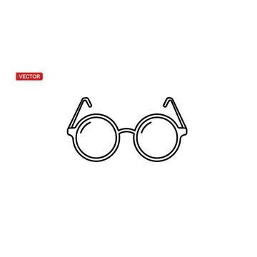 Round eyeglasses line art vector icon simple optical accessory design Stock Illustration