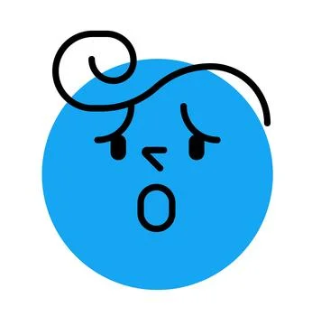 Round face expressing emotion. Concerned, hurt, frightened Stock Illustration