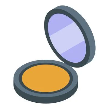 Round face powder compact with mirror open isometric view Stock Illustration