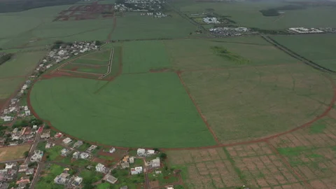 Round fields. Drone camera moving close to the tea plantation with mountain 库存影片 171941551